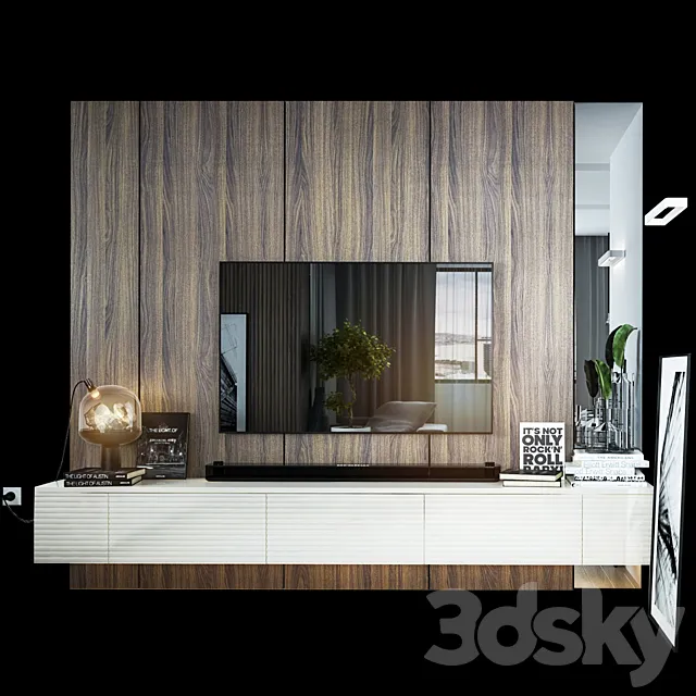 Tv wall set 02 3D Model Tv wall set 02 3D Model