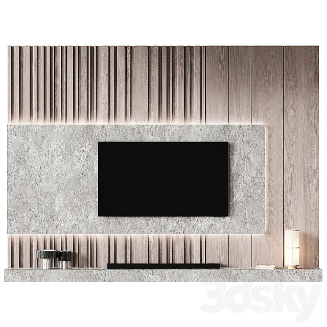TV Wall set 03 3D Model