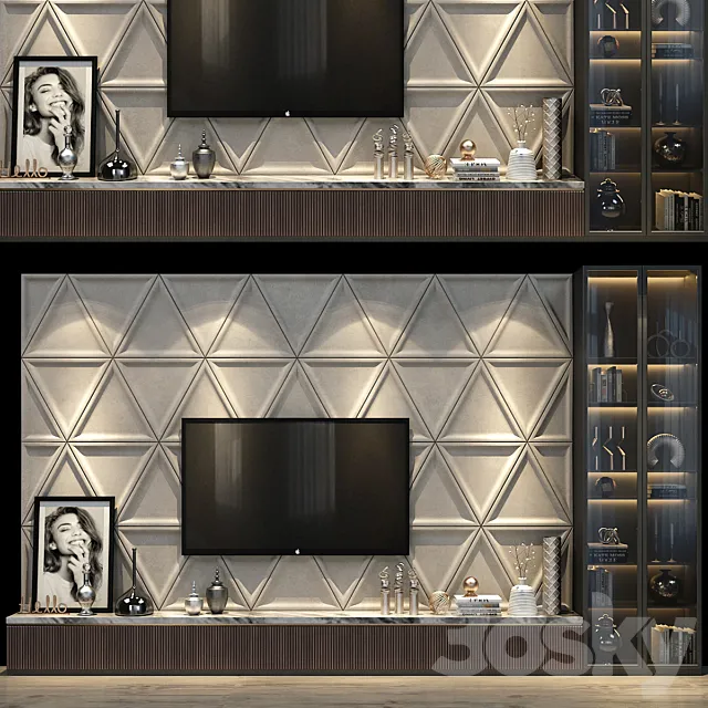 TV Wall set 0303 3D Model