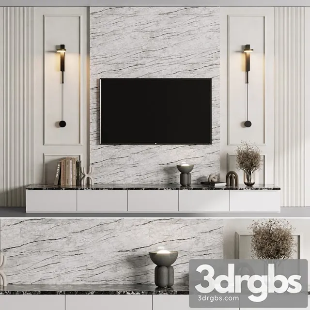 TV Wall Set 04 10 3D Model Download