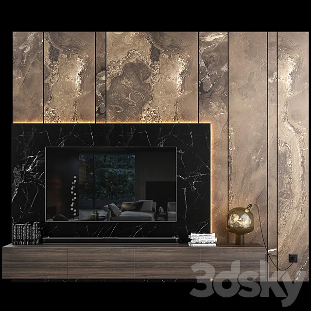 Tv wall set 04 3D Model Tv wall set 04 3D Model