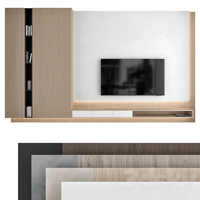 TV wall set 06 3D Model