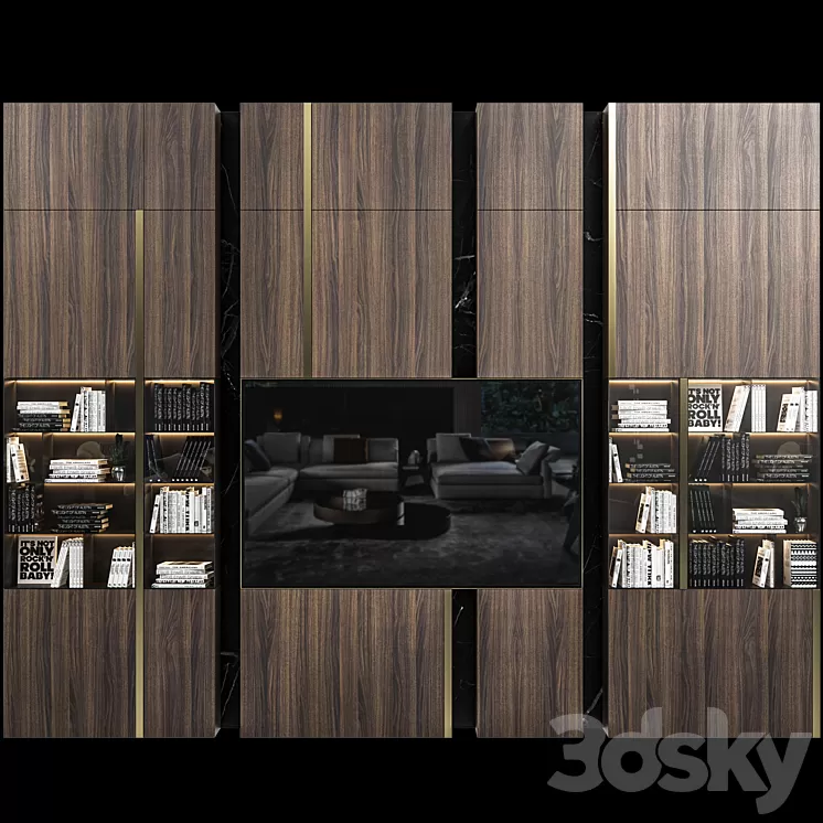 Tv wall set 08 3D Model Tv wall set 08 3D Model