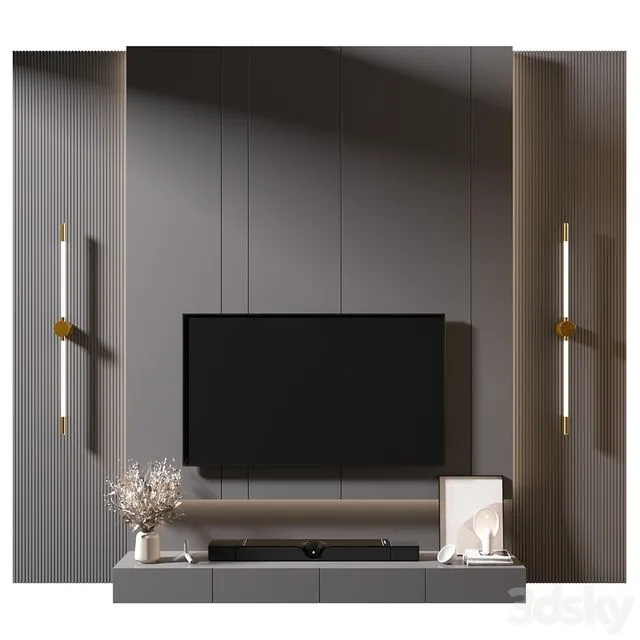 TV Wall set 1038 3D Model
