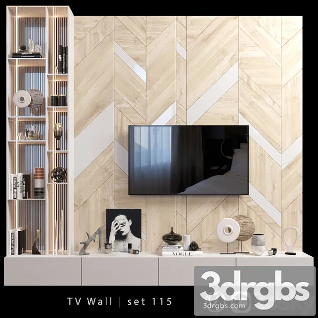 TV Wall Set 115 3D Model Download