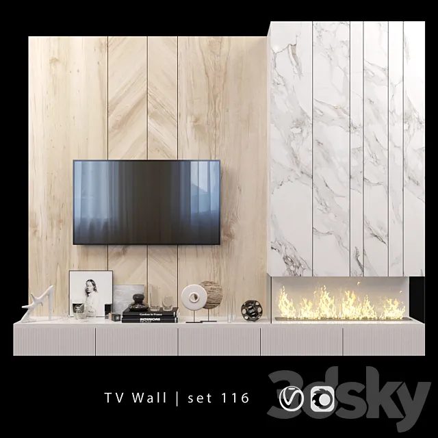 TV Wall | set 116 3D Model TV Wall | set 116 3D Model
