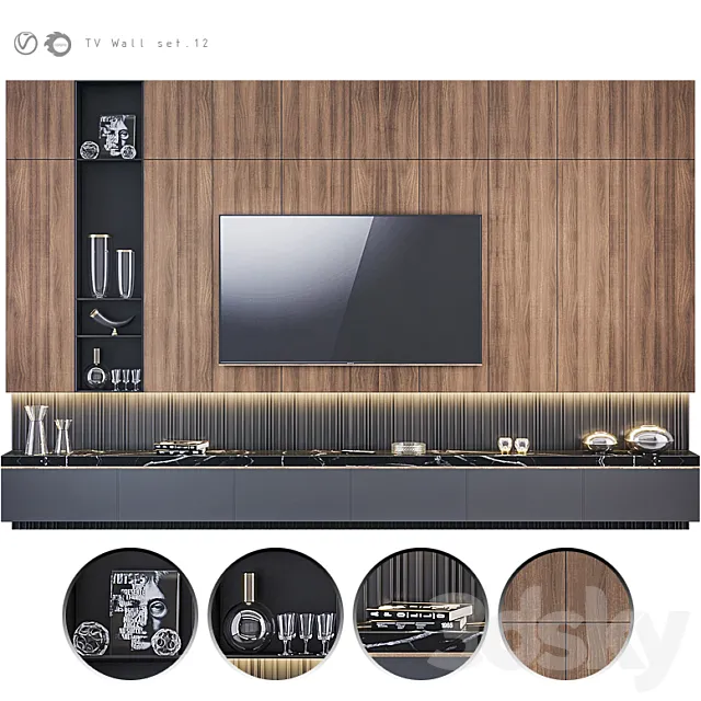 Tv Wall Set 12 3D Model
