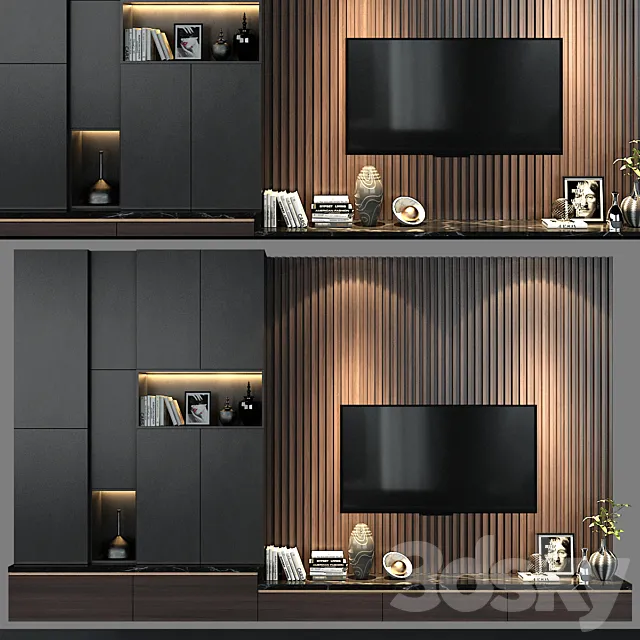 TV Wall set 138 3D Model TV Wall set 138 3D Model