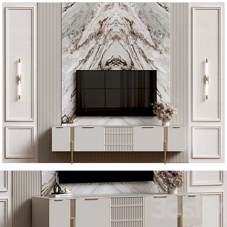 Tv wall set 14-3 3D Model Free Download
