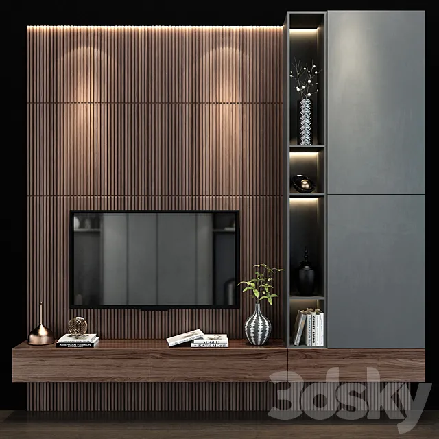 TV wall set 142 3D Model TV wall set 142 3D Model