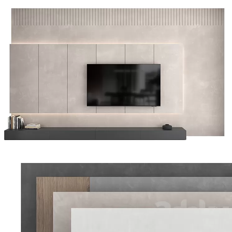 TV wall set 15 3D Model Free Download