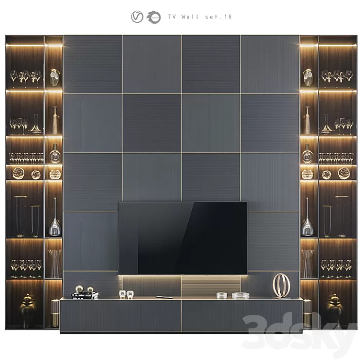 TV Wall Set 18 3D Model