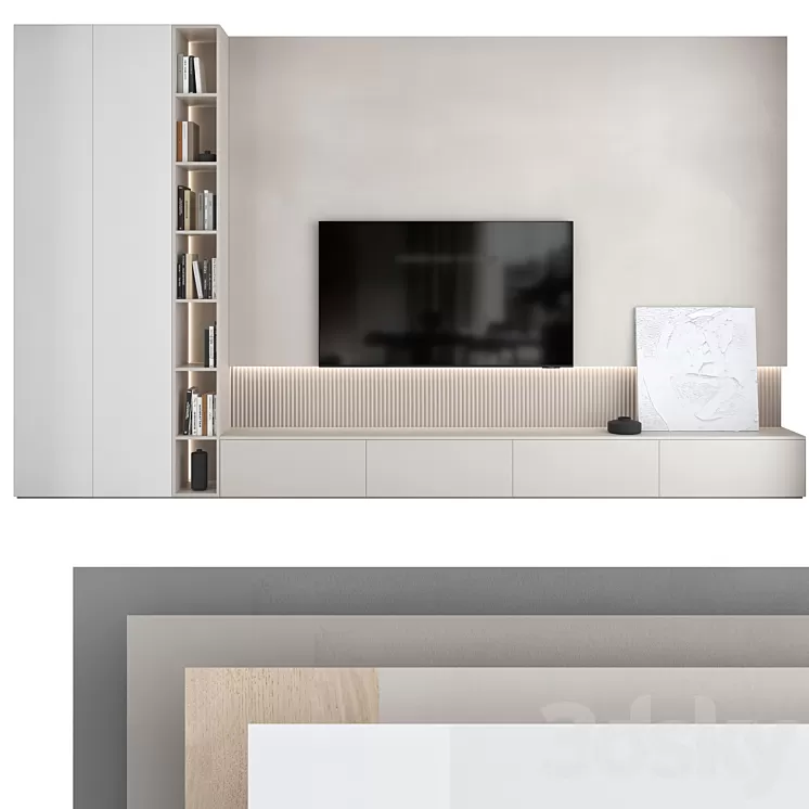 TV wall set 18 3D Model Free Download
