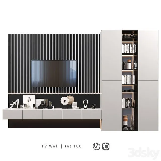 TV Wall set 180 3D Model