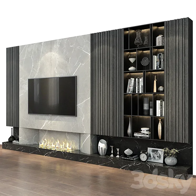 TV Wall set 197 3D Model Free Download