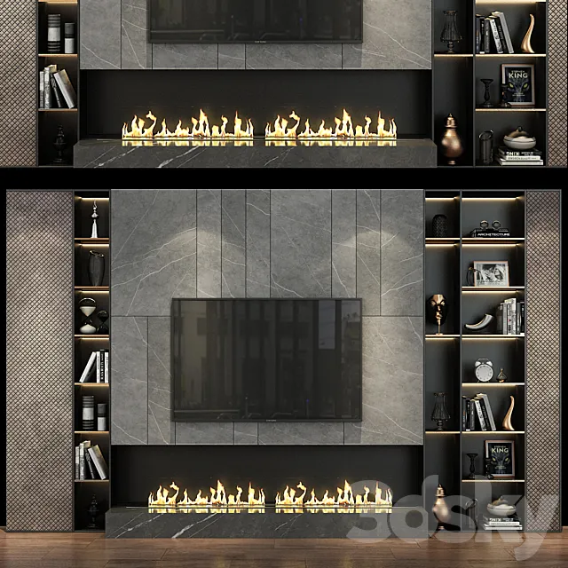 TV Wall set 202 3D Model TV Wall set 202 3D Model