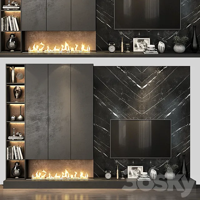 TV Wall set 203 3D Model TV Wall set 203 3D Model