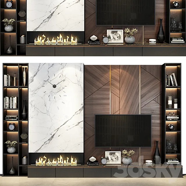 TV Wall set 204 3D Model TV Wall set 204 3D Model