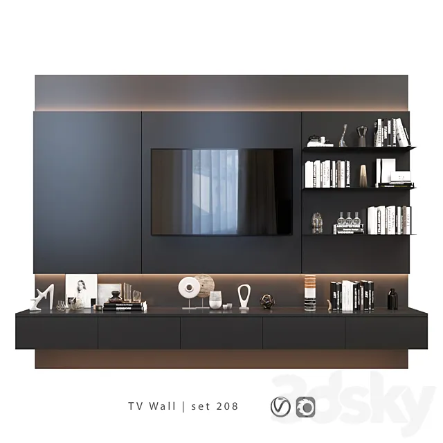 TV Wall | set 208 3D Model TV Wall | set 208 3D Model