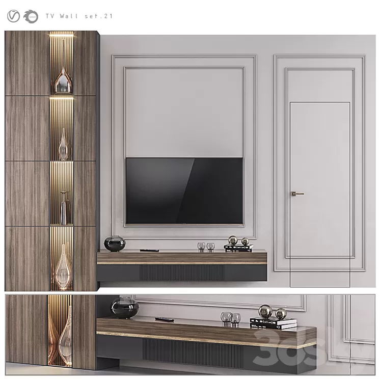 TV Wall Set 21 3D Model