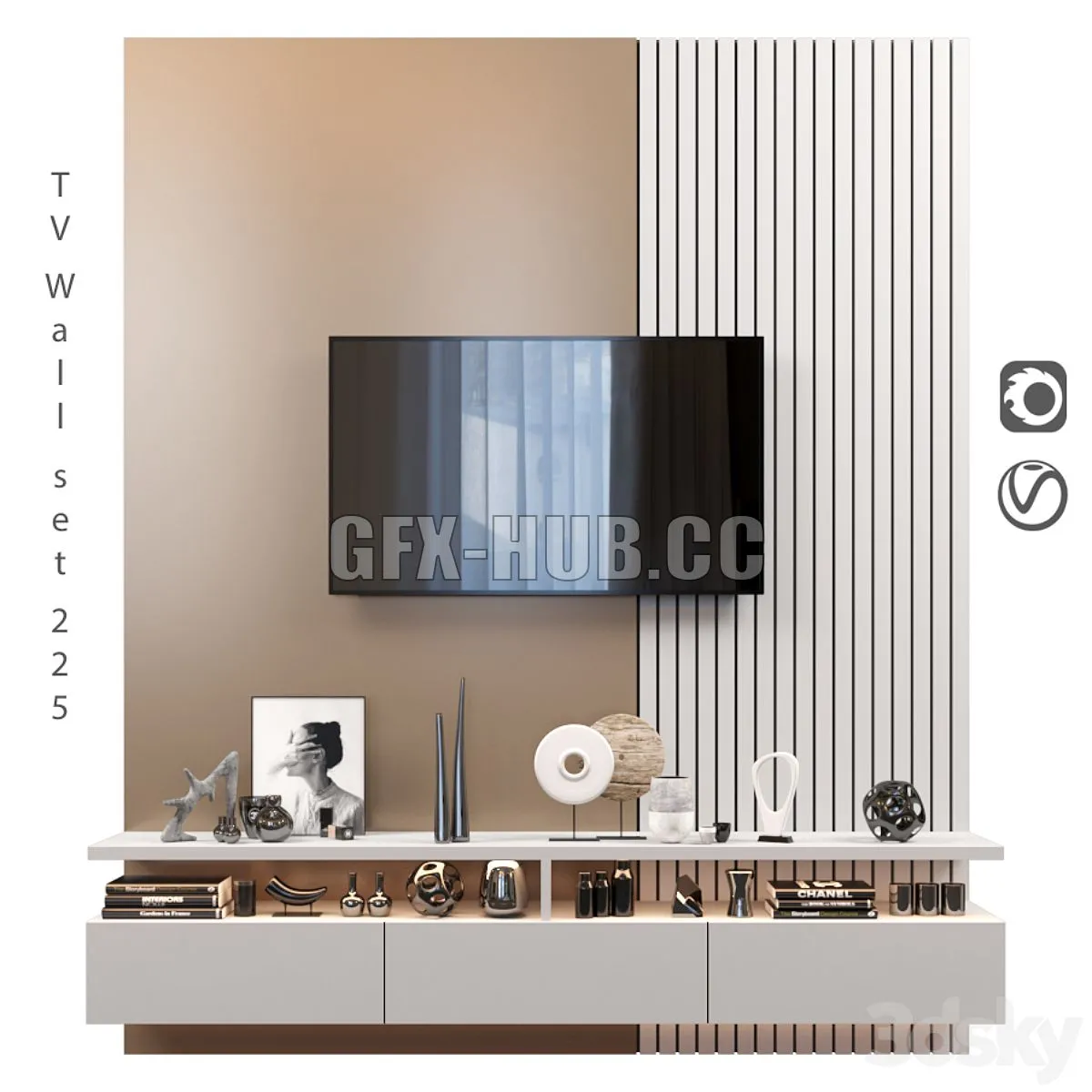 TV Wall Set 225 3D Model