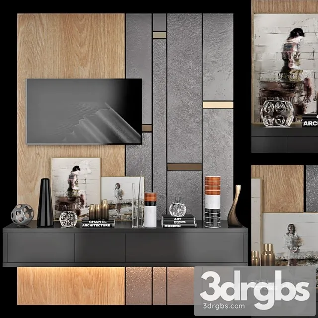 TV Wall Set 23 3D Model Download