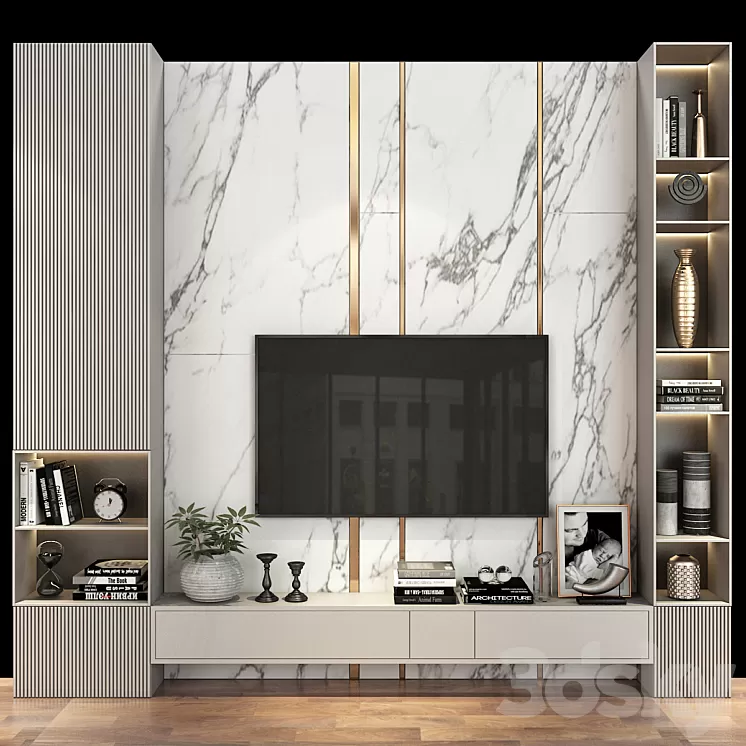TV wall set 285 3D Model