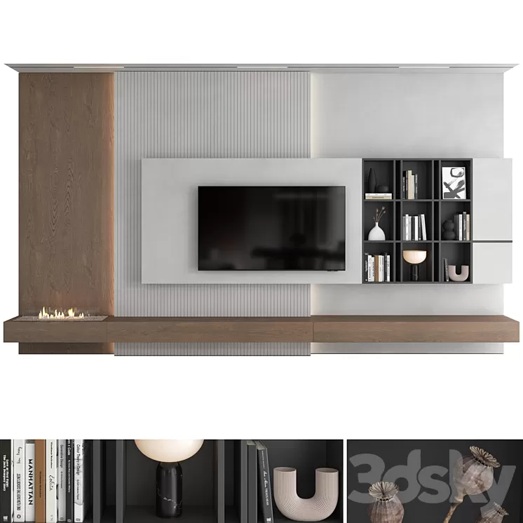 TV wall set 29 3D Model Free Download