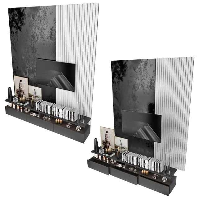 TV Wall set 37 (modern style) 3D Model TV Wall set 37 (modern style) 3D Model