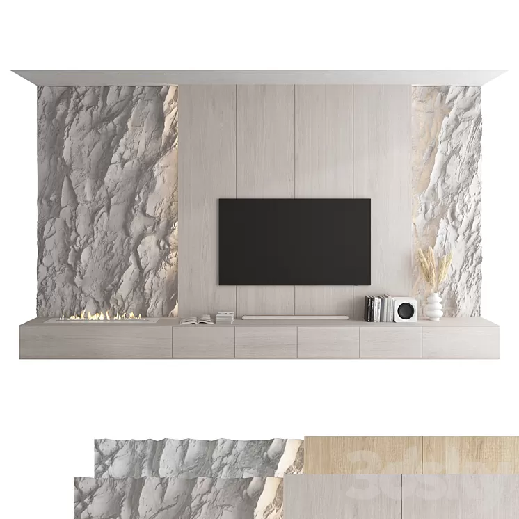 TV wall set 49 3D Model Free Download