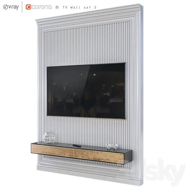 TV Wall set.5 3D Model