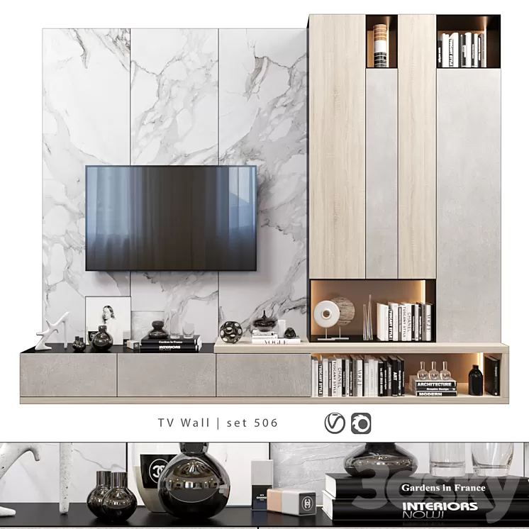 TV Wall | set 506 3D Model Free Download