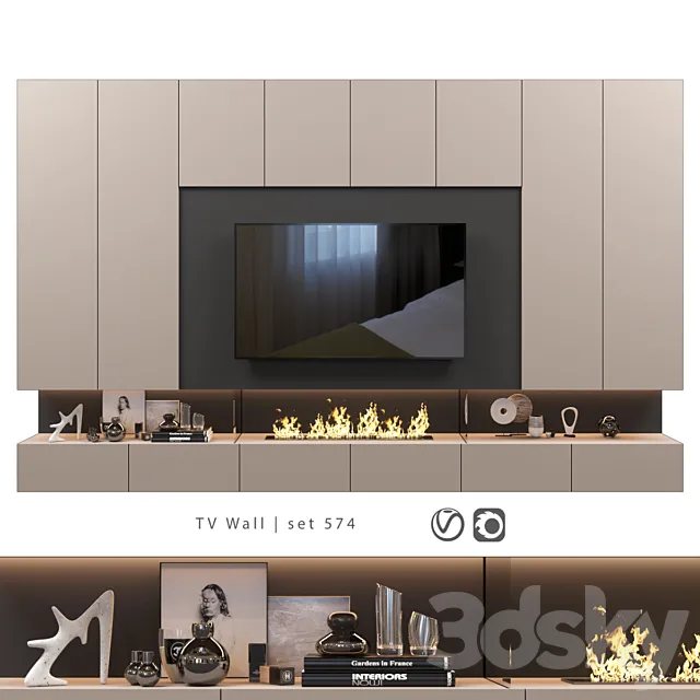 TV Wall | set 574 3D Model