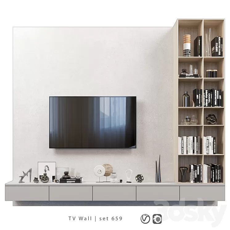 TV Wall | set 659 3D Model Free Download