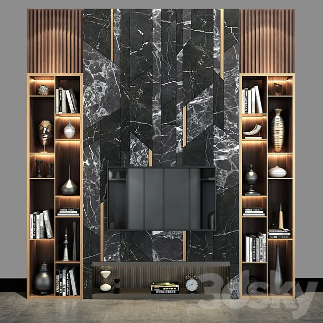 TV Wall set 68 3D Model TV Wall set 68 3D Model