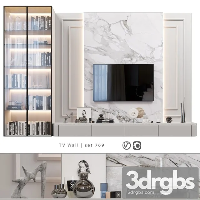 TV Wall Set 769 3D Model Download
