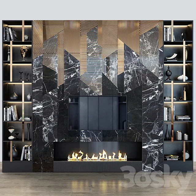 TV Wall set 77 3D Model TV Wall set 77 3D Model