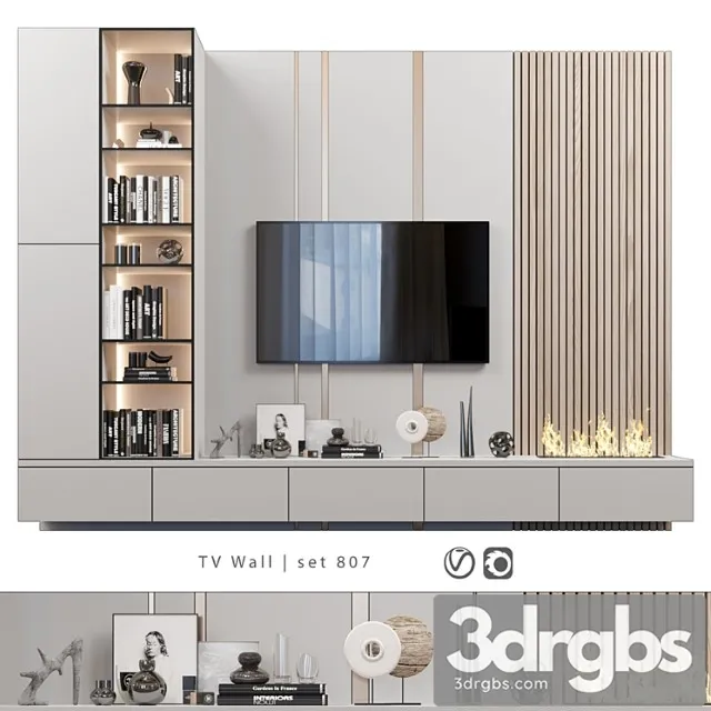 TV Wall Set 807 3D Model Download