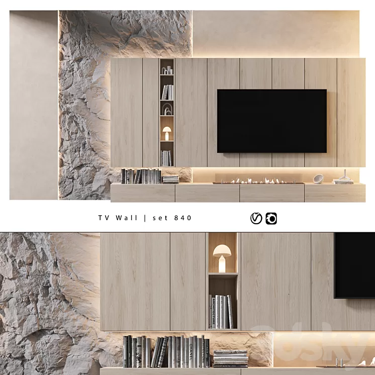 TV Wall | set 840 3D Model Free Download