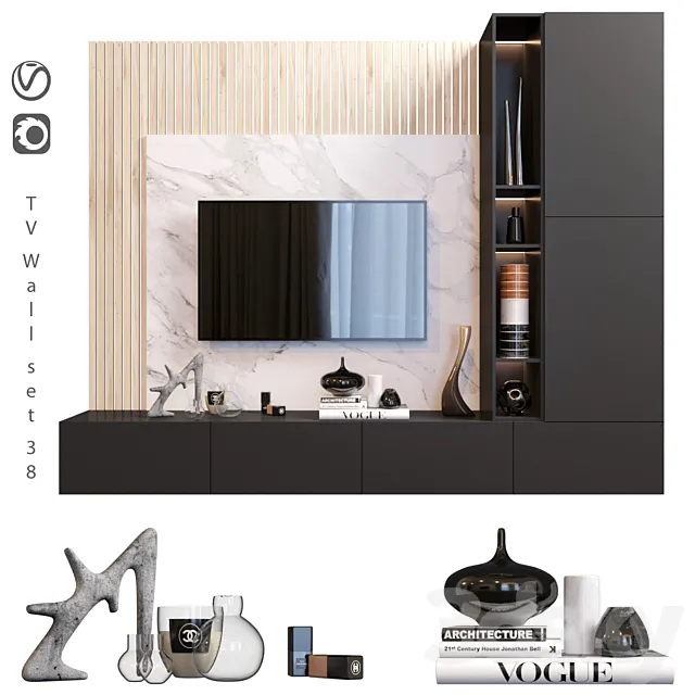 TV Wall | set 85 3D Model TV Wall | set 85 3D Model