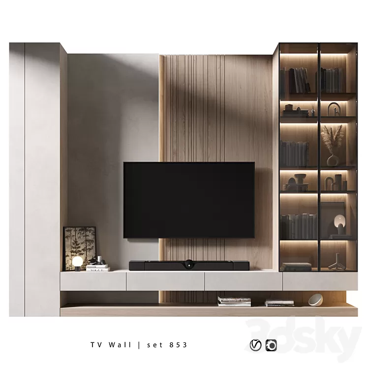 TV Wall | set 853 3D Model Free Download