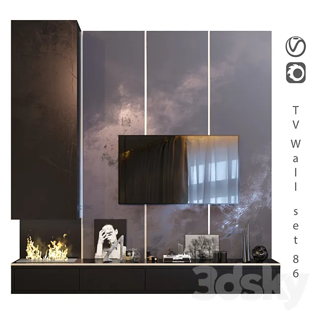 TV Wall | set 86 3D Model TV Wall | set 86 3D Model