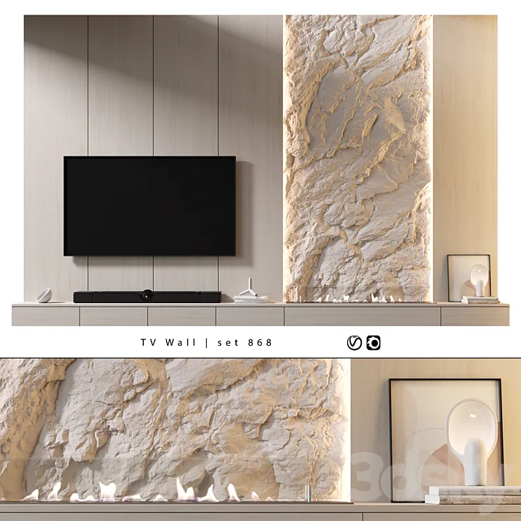 TV Wall | set 868 3D Model Free Download