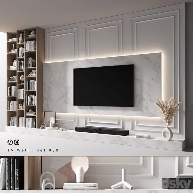 TV Wall set 889 3D Model TV Wall set 889 3D Model