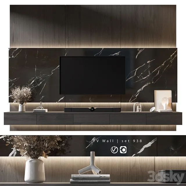 TV Wall set 938 3D Model