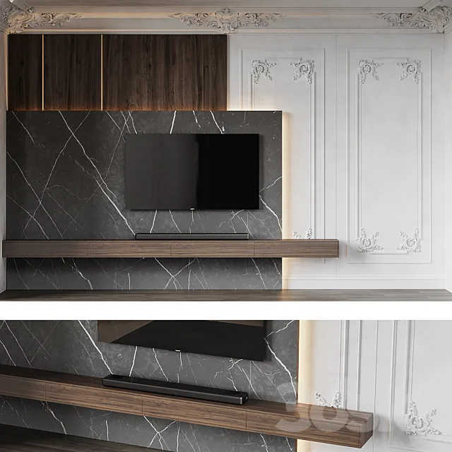 TV Wall Set Pro 01 3D Model TV Wall Set Pro 01 3D Model