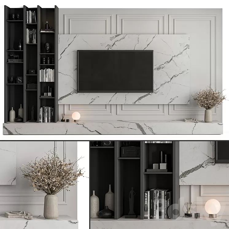 TV Wall Stone and Plaster – Set 58 3D Model Free Download