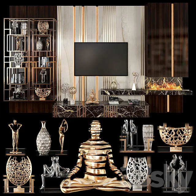 TV Wall Units set 02 3D Model TV Wall Units set 02 3D Model