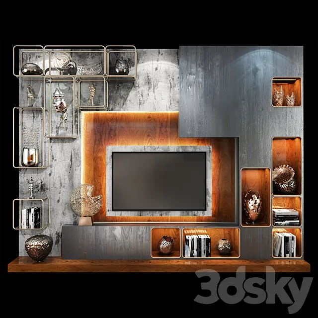 TV Wall Units set 06 3DModel