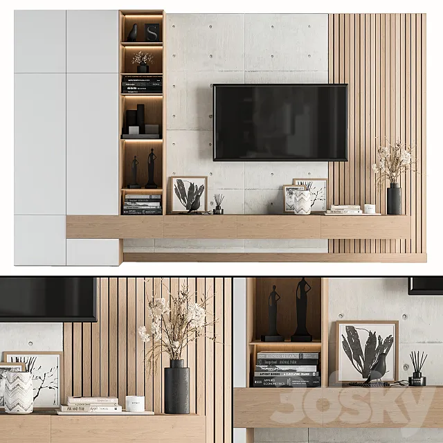 TV Wall White and Wood – Set 08 3DModel TV Wall White and Wood – Set 08 3DModel